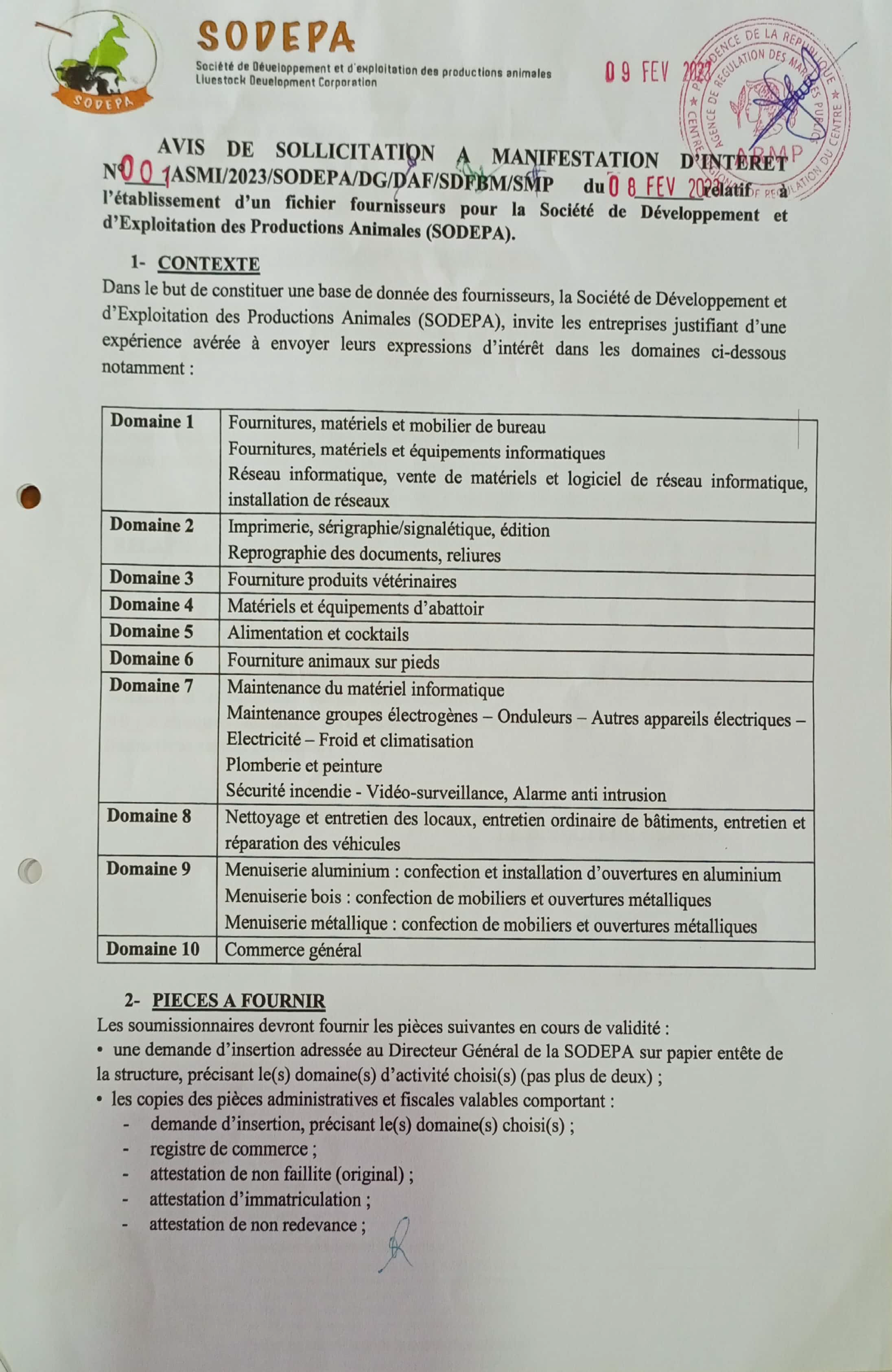 Lire la suite à propos de l’article AVIS DE SOLLICITATION A MANIFESTATION D’INTERET